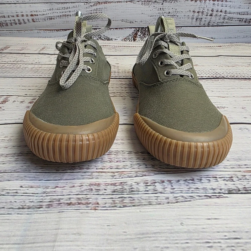 LL Bean Eco Woods Lace Up Mens Canvas Sneakers Olive Green Shoes 515716 Size 8.5 - Picture 5 of 10